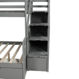 Twin over Full Bunk Bed with Drawers,Storage and Slide, Multifunction