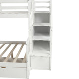 Twin over Full Bunk Bed with Drawers,Storage and Slide, Multifunction