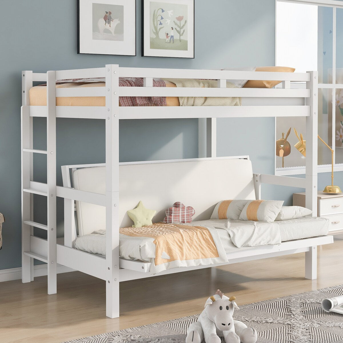 Twin over Full Bunk Bed, Down Bed Can Be Converted into Daybed