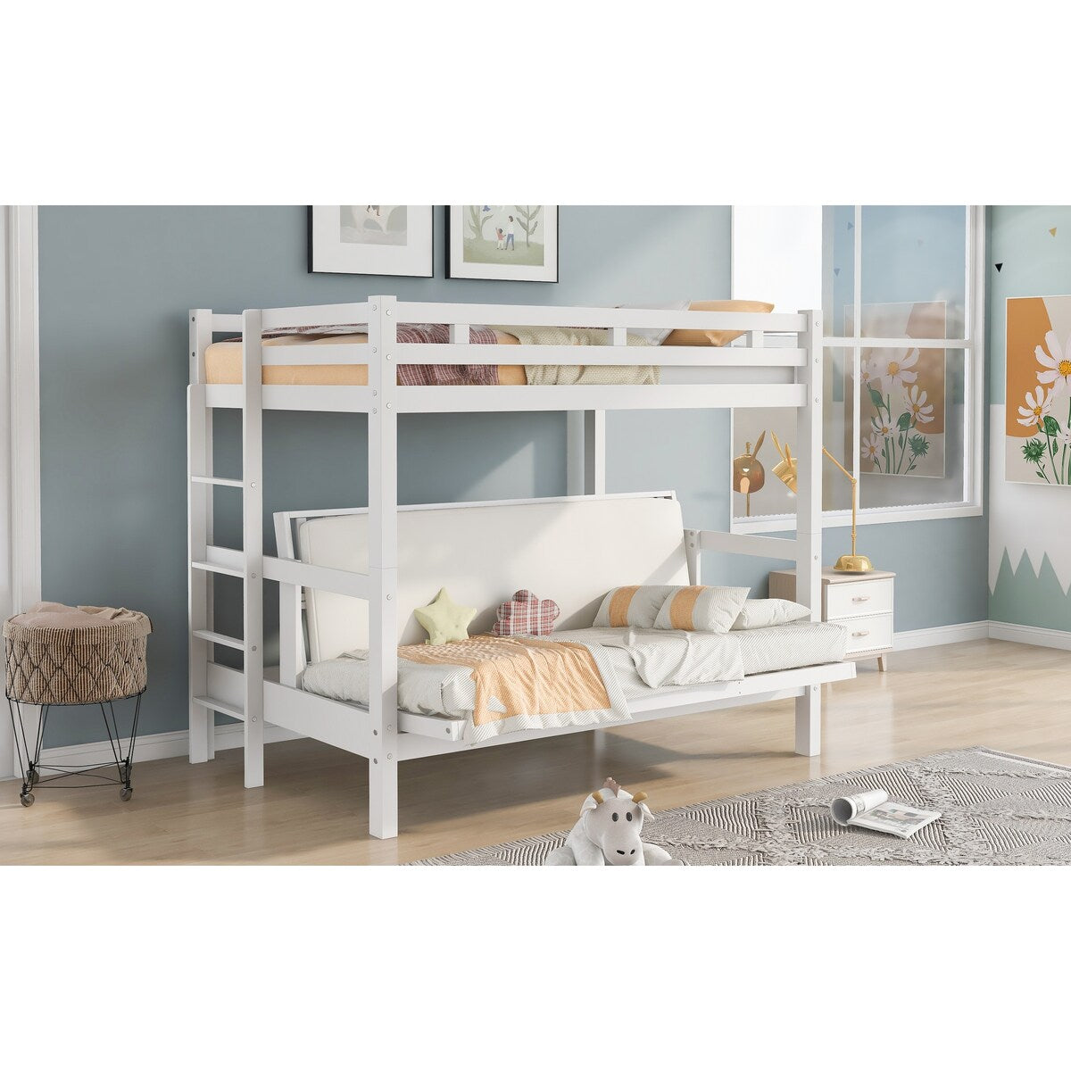 Twin over Full Bunk Bed, Down Bed Can Be Converted into Daybed