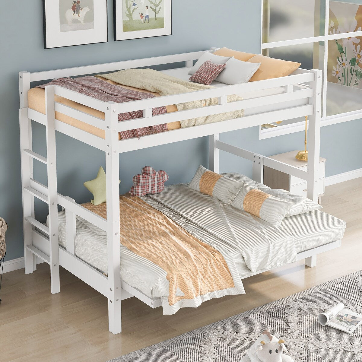 Twin over Full Bunk Bed, Down Bed Can Be Converted into Daybed