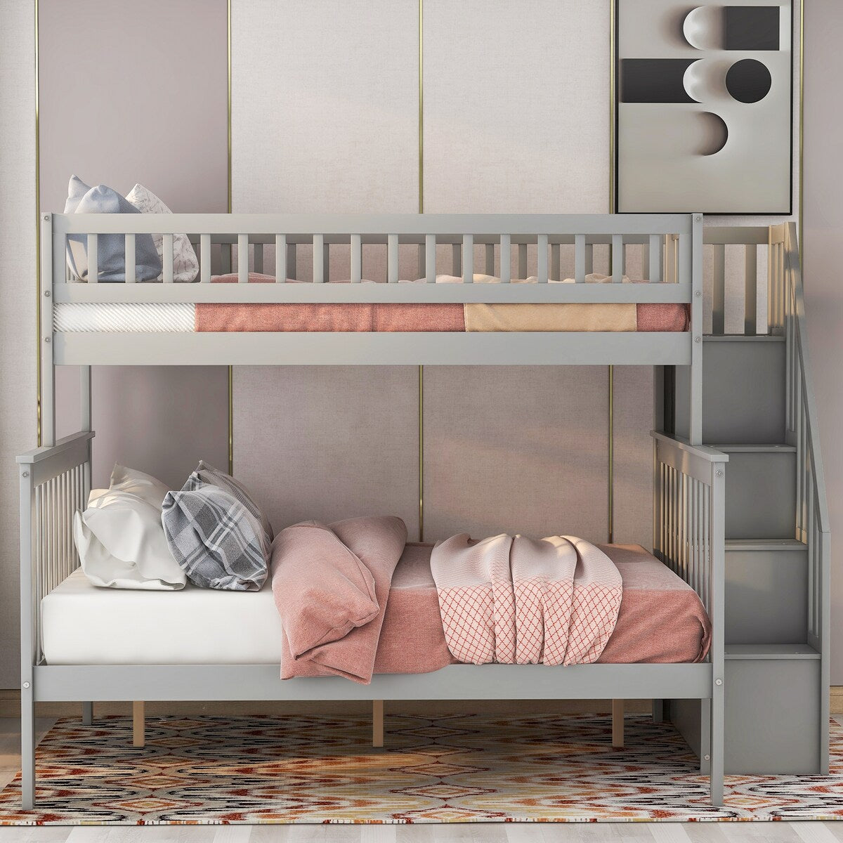 Twin over Full Can Be Divided Into Two Separate Beds Bunk Bed with Storage