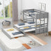 Twin over Pull-out Bunk Bed with Trundle, Convert to Twin Beds