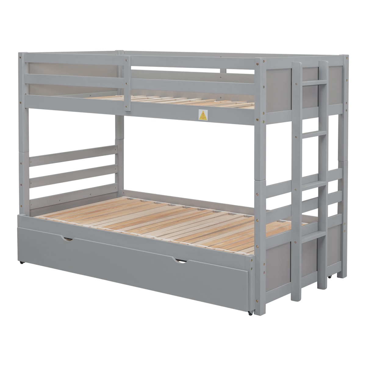 Twin over Pull-out Bunk Bed with Trundle, Convert to Twin Beds