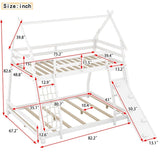 Twin over Queen House Bunk Bed with Guardrails, Climbing Nets and Ramp