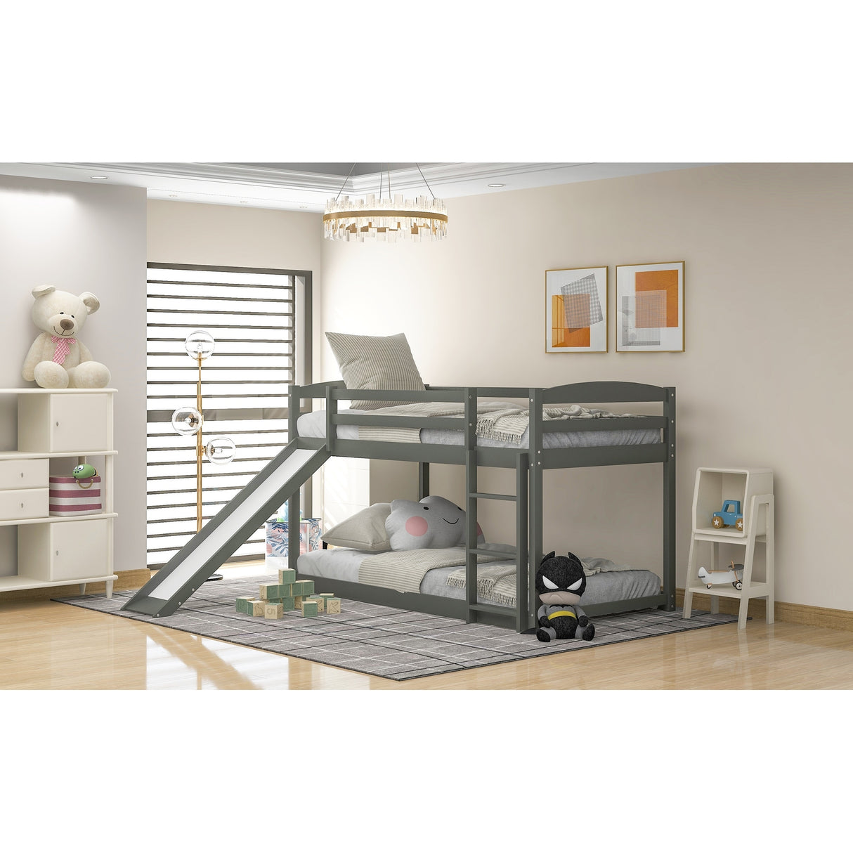 Twin over Twin Bunk Bed with Convertible Slide and Ladder