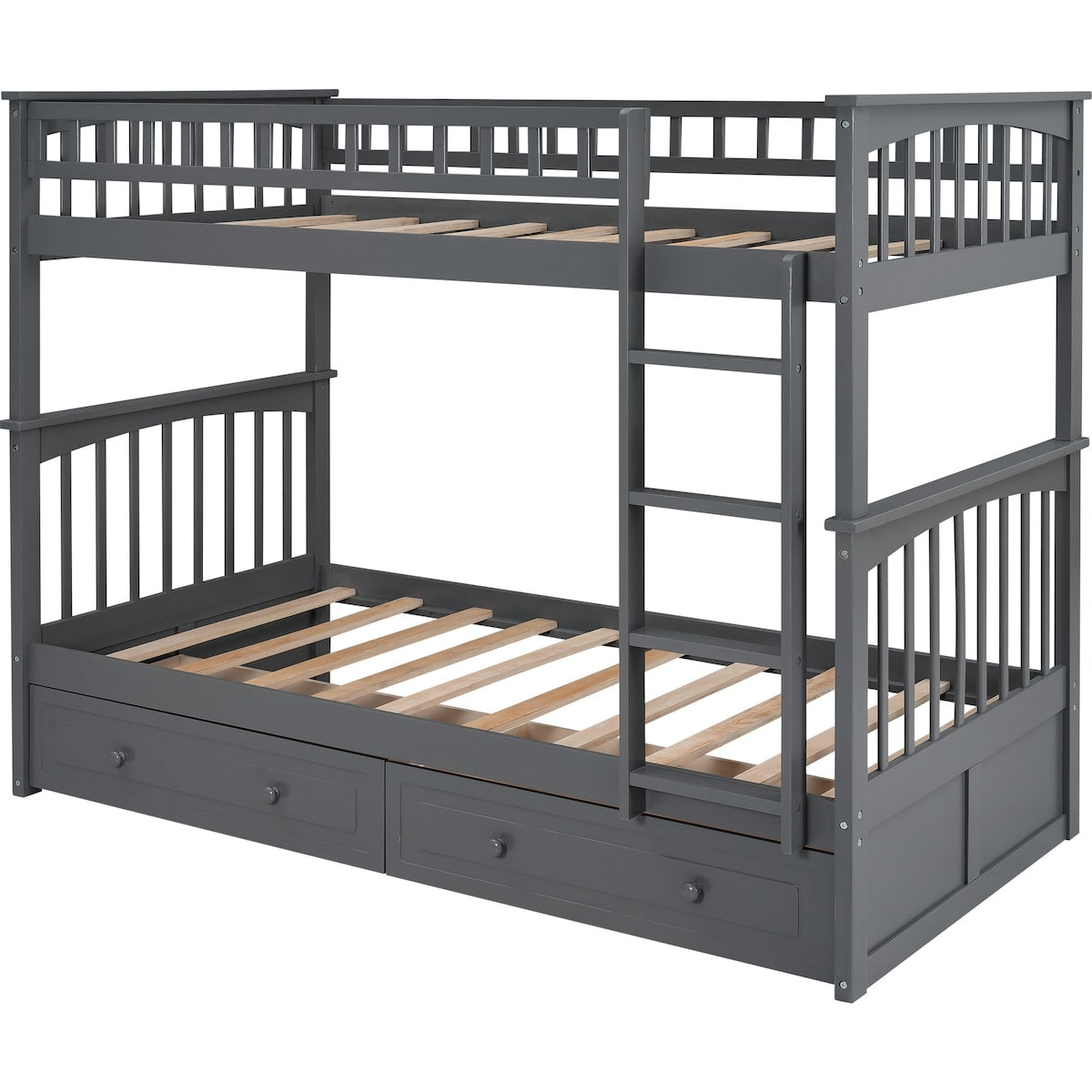 Twin over Twin Bunk Bed with Drawers, Convertible Beds