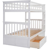 Twin over Twin Bunk Bed with Drawers, Convertible Beds