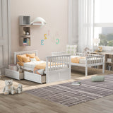 Twin over Twin Bunk Bed with Drawers, Convertible Beds