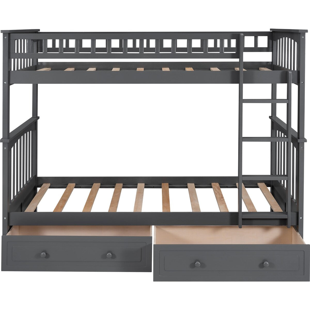 Twin over Twin Bunk Bed with Drawers, Convertible Beds