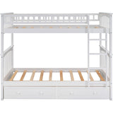 Twin over Twin Bunk Bed with Drawers, Convertible Beds