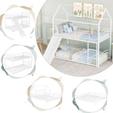 Twin over Twin Bunk Bed with Slide, Kids Sturdy Metal Frame Creativity House Bed, Full-Length Guardrail Top Bunk for Kids Teens