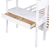 Twin over Twin Bunk Bed with Storage Staircase Desk Drawers and Slide