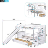 Twin over Twin Bunk Bed with Storage Staircase Desk Drawers and Slide