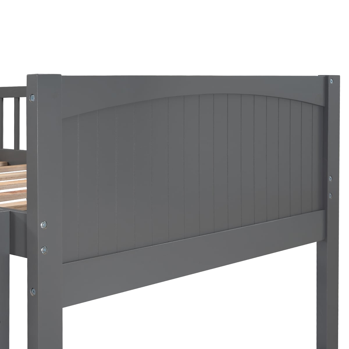 Twin over Twin Bunk Bed with Twin size Loft Bed and 2 Drawers - Solid Wood Slats Support - Furniture for 3 Children's Bedroom