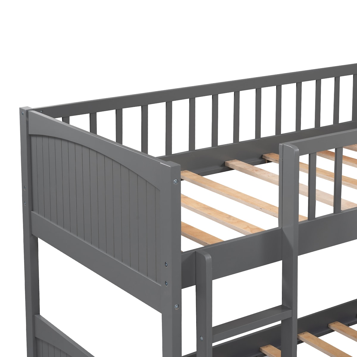 Twin over Twin Bunk Bed with Twin size Loft Bed and 2 Drawers - Solid Wood Slats Support - Furniture for 3 Children's Bedroom