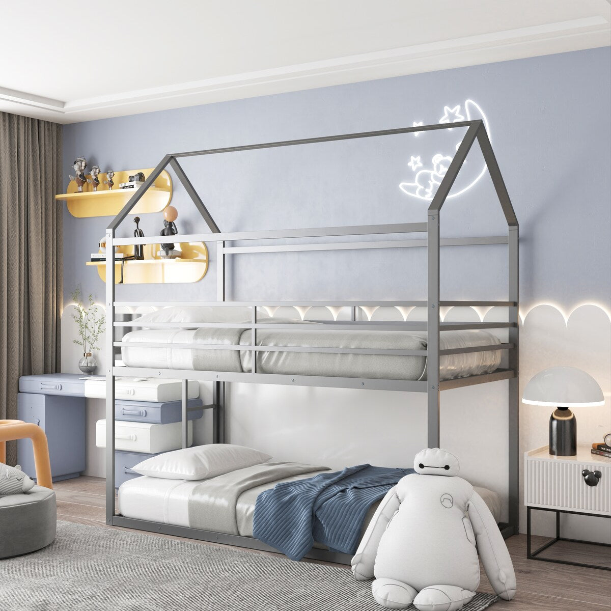 Twin over Twin Bunk Beds with Built-in Ladder