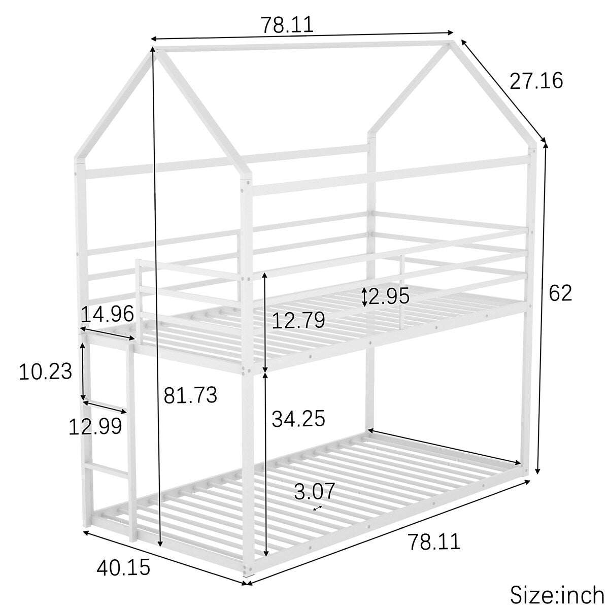 Twin over Twin Bunk Beds with Built-in Ladder