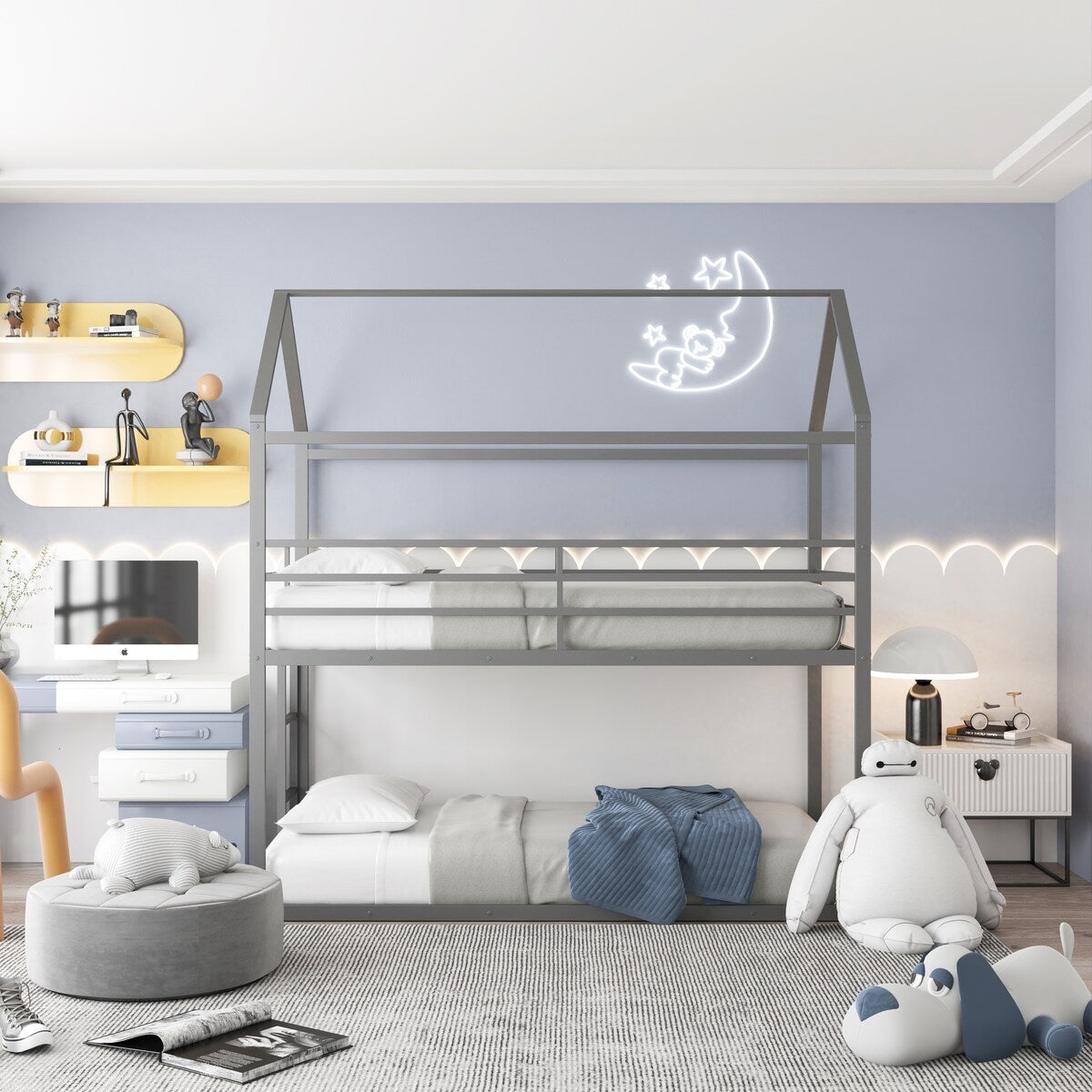 Twin over Twin Bunk Beds with Built-in Ladder