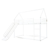 Twin over Twin House Bed with Ladder and Slider for Kids