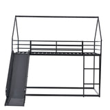 Twin over Twin House Bed with Ladder and Slider for Kids