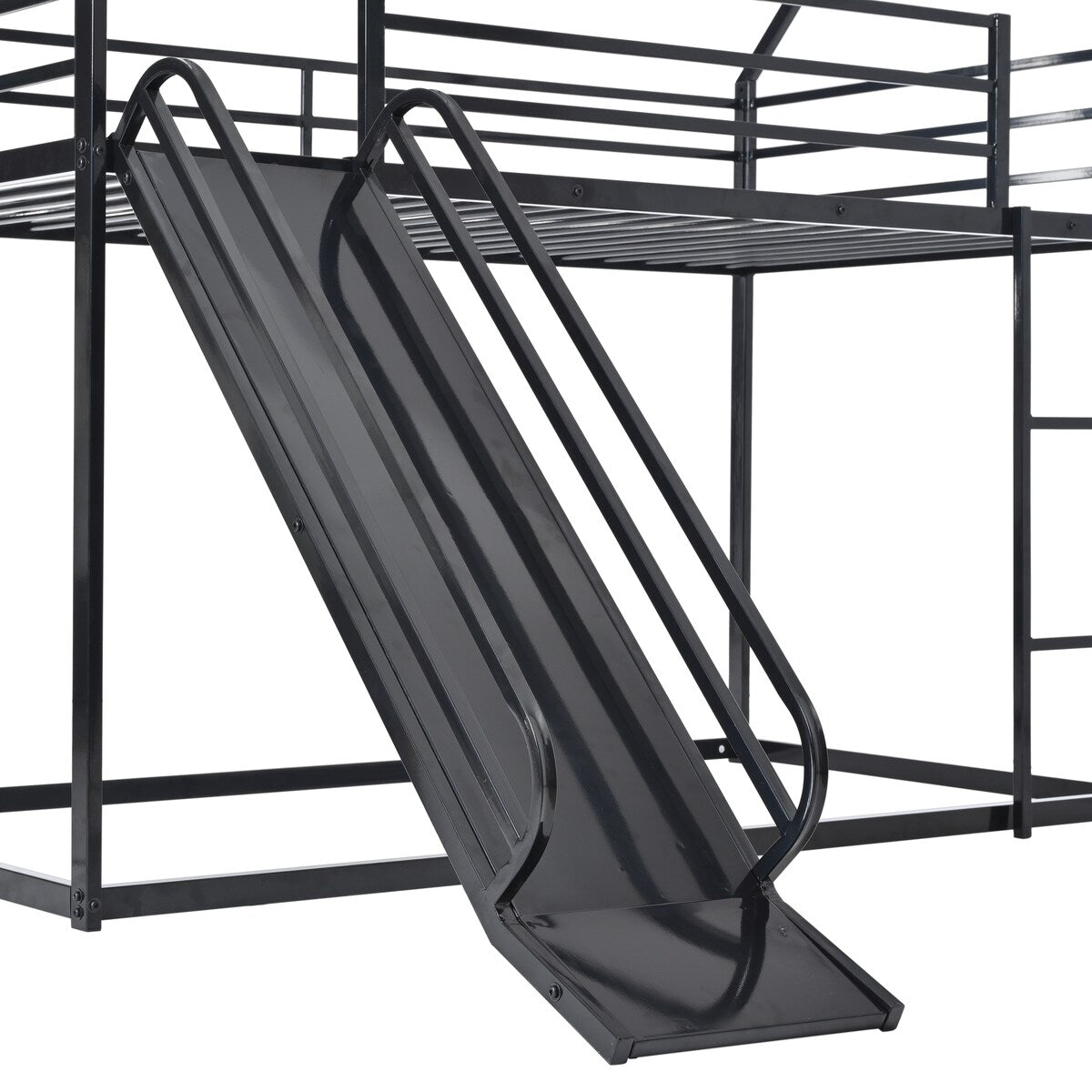 Twin over Twin House Bed with Ladder and Slider for Kids