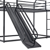 Twin over Twin House Bed with Ladder and Slider for Kids