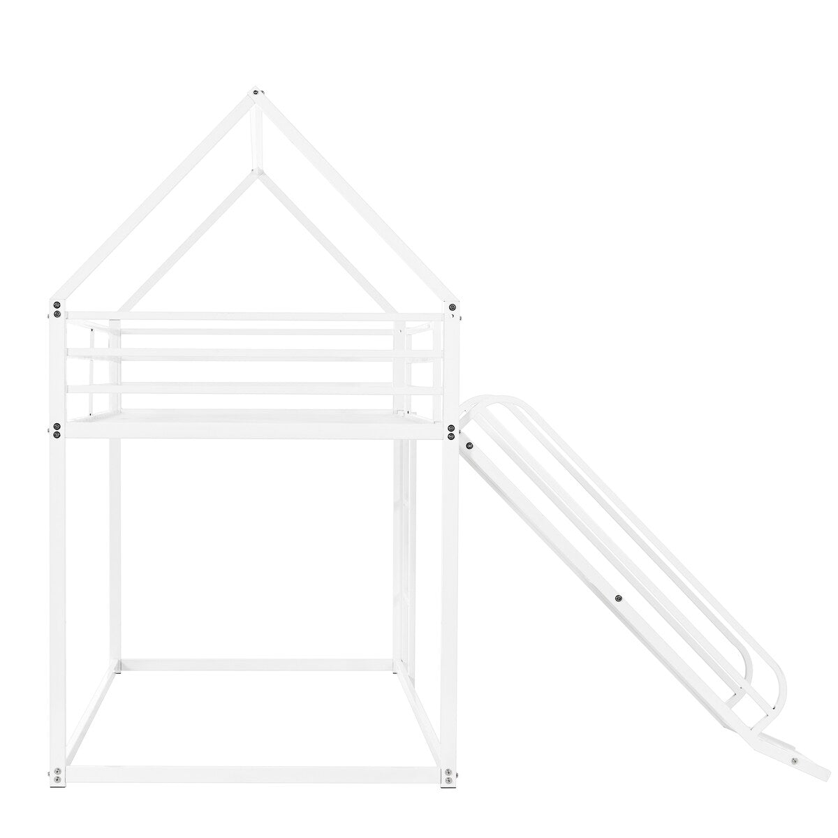 Twin over Twin House Bed with Ladder and Slider for Kids