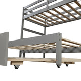 Twin over Twin/King Bunk Bed with Twin Size Trundle (Gray)