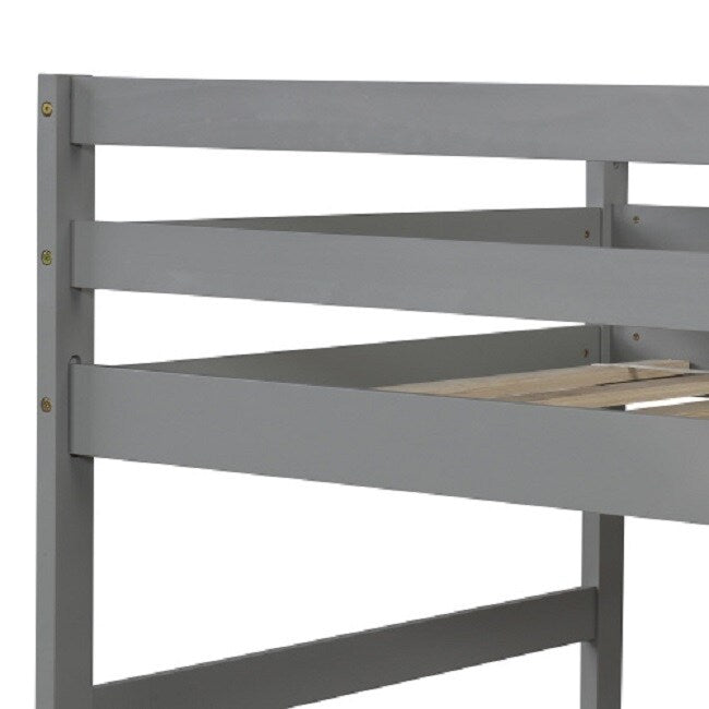 Twin over Twin/King Bunk Bed with Twin Size Trundle (Gray)