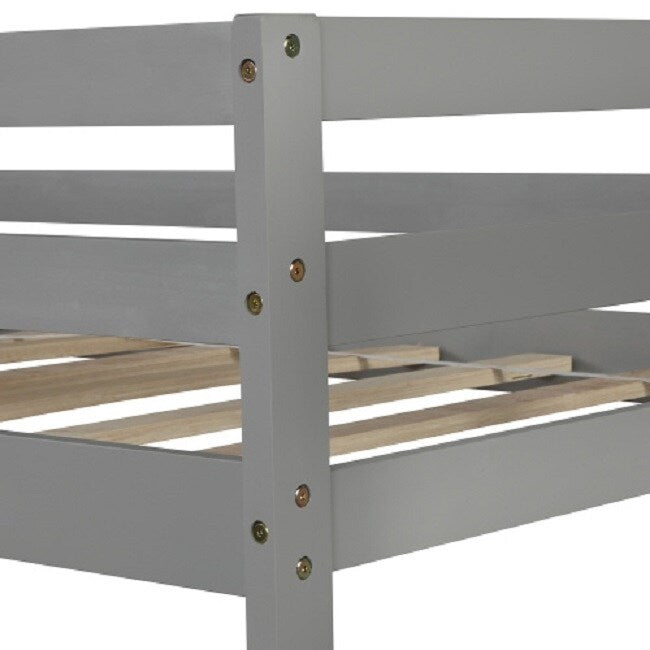 Twin over Twin/King Bunk Bed with Twin Size Trundle (Gray)