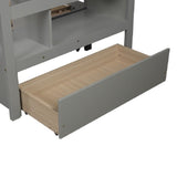 Twin over Twin/King Bunk Bed with Twin Size Trundle (Gray)