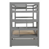 Twin over Twin/King Bunk Bed with Twin Size Trundle (Gray)