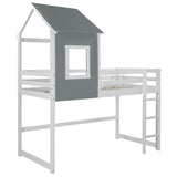 Twin over Twin Low Bunk Bed,House Bed with Roof