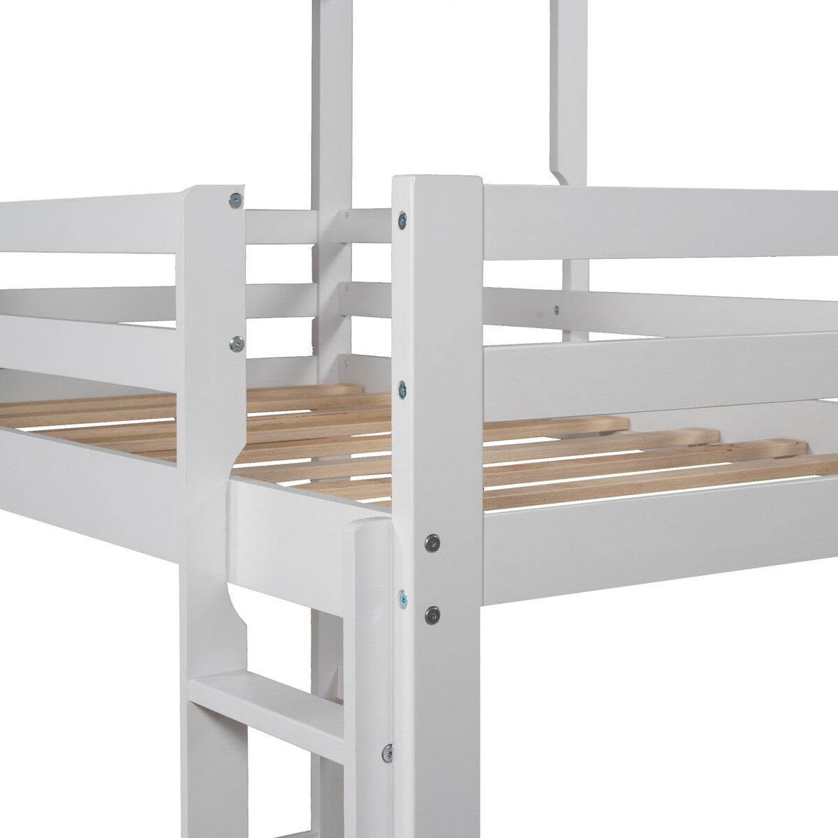 Twin over Twin Low Bunk Bed,House Bed with Roof