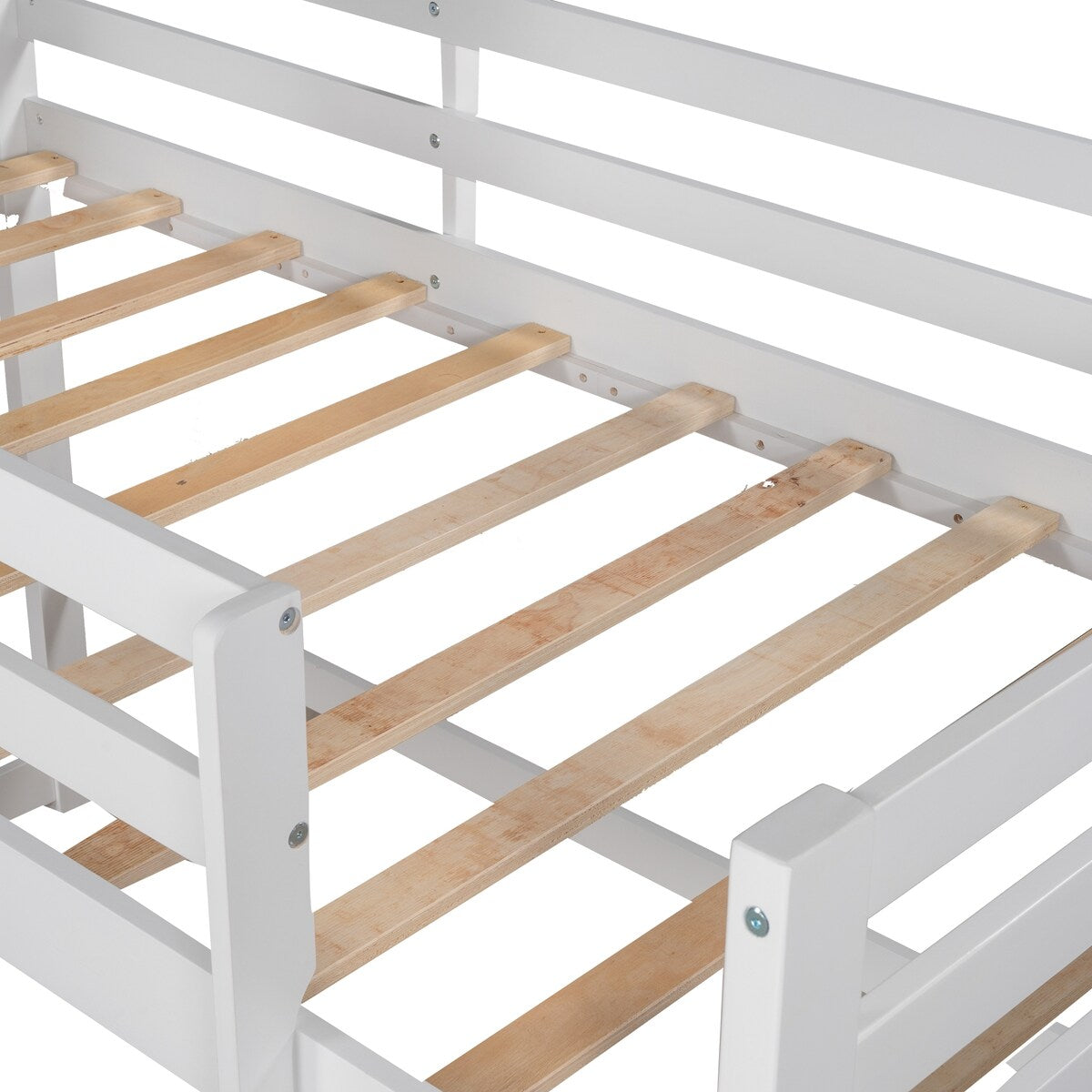 Twin over Twin Low Bunk Bed,House Bed with Roof