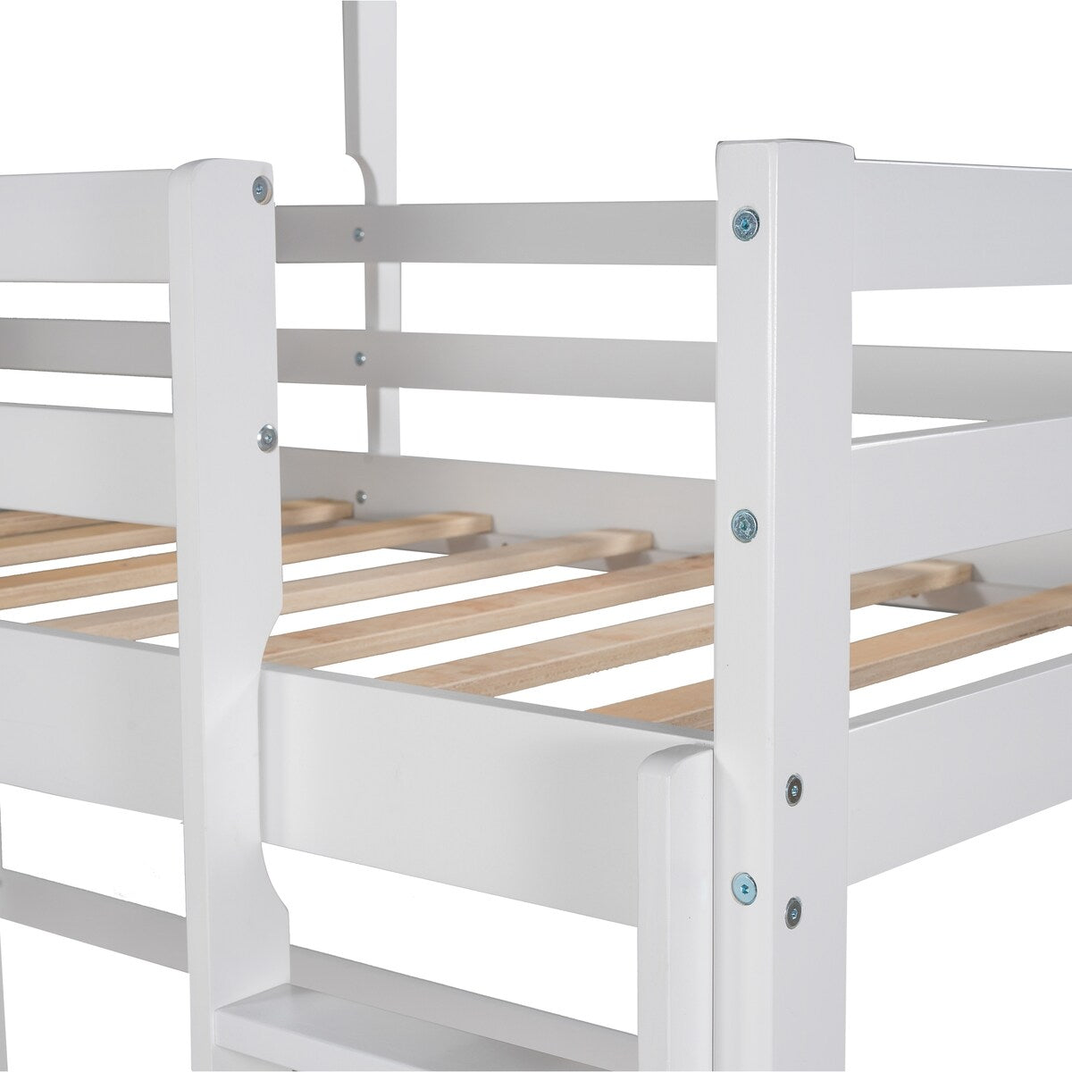 Twin over Twin Low Bunk Bed,House Bed with Roof