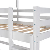Twin over Twin Low Bunk Bed,House Bed with Roof