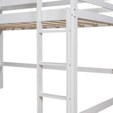 Twin over Twin Low Bunk Bed,House Bed with Roof