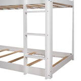 Twin over Twin Low Bunk Bed,House Bed with Roof