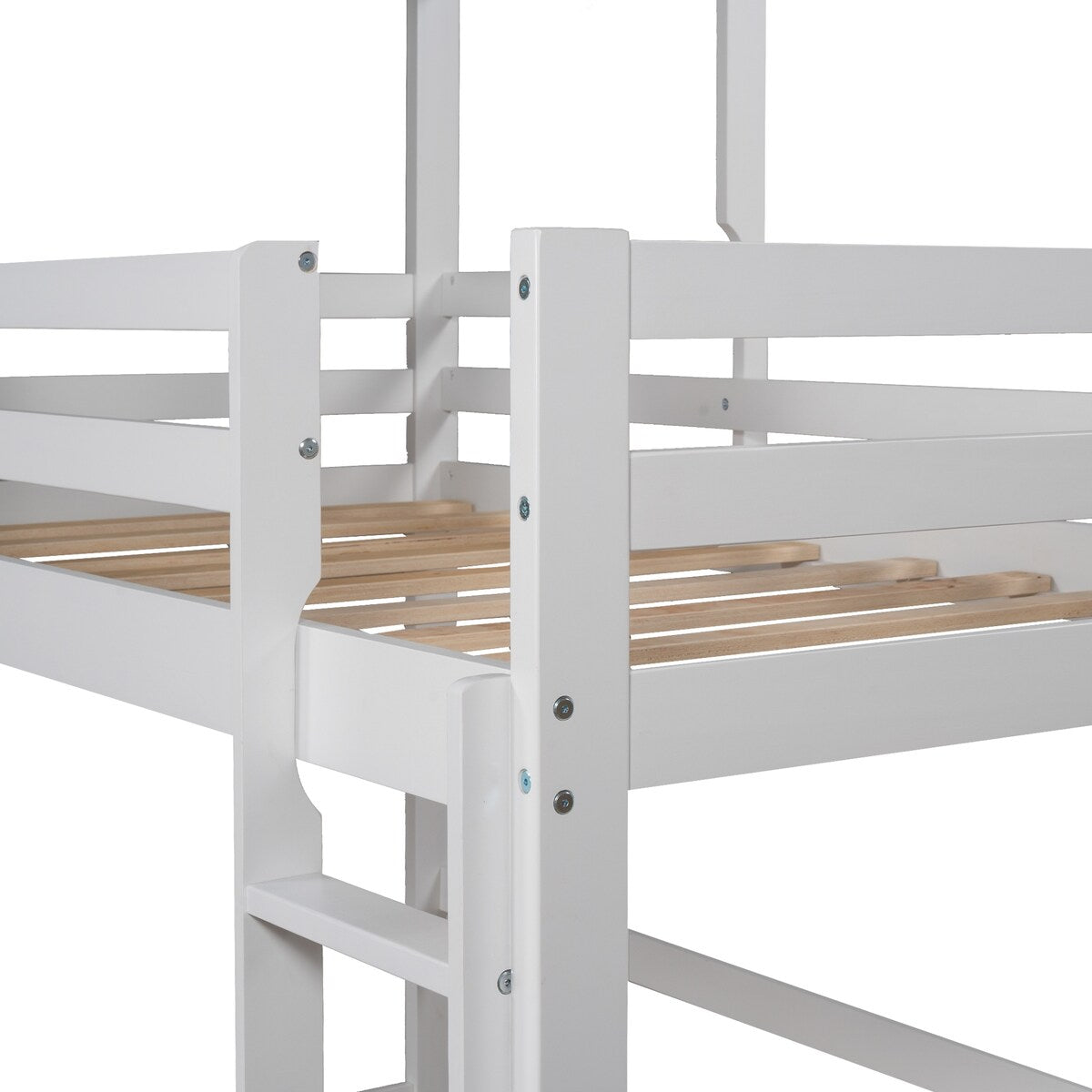 Twin over Twin Low Bunk Bed,House Bed with Roof