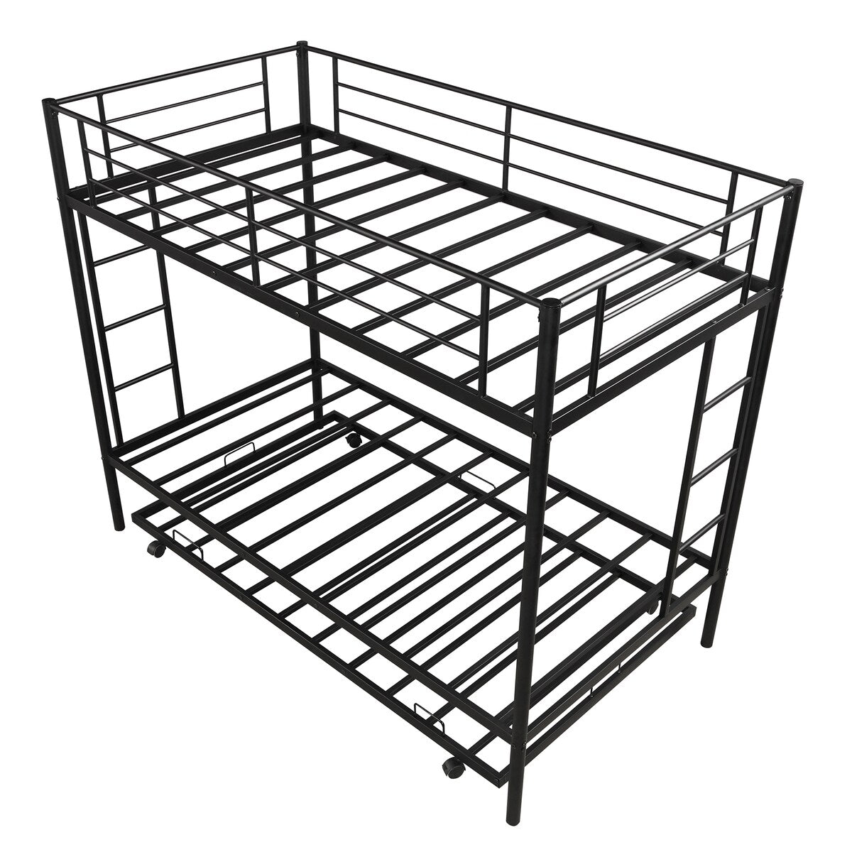 Twin over twin bunk bed with trundle, Black