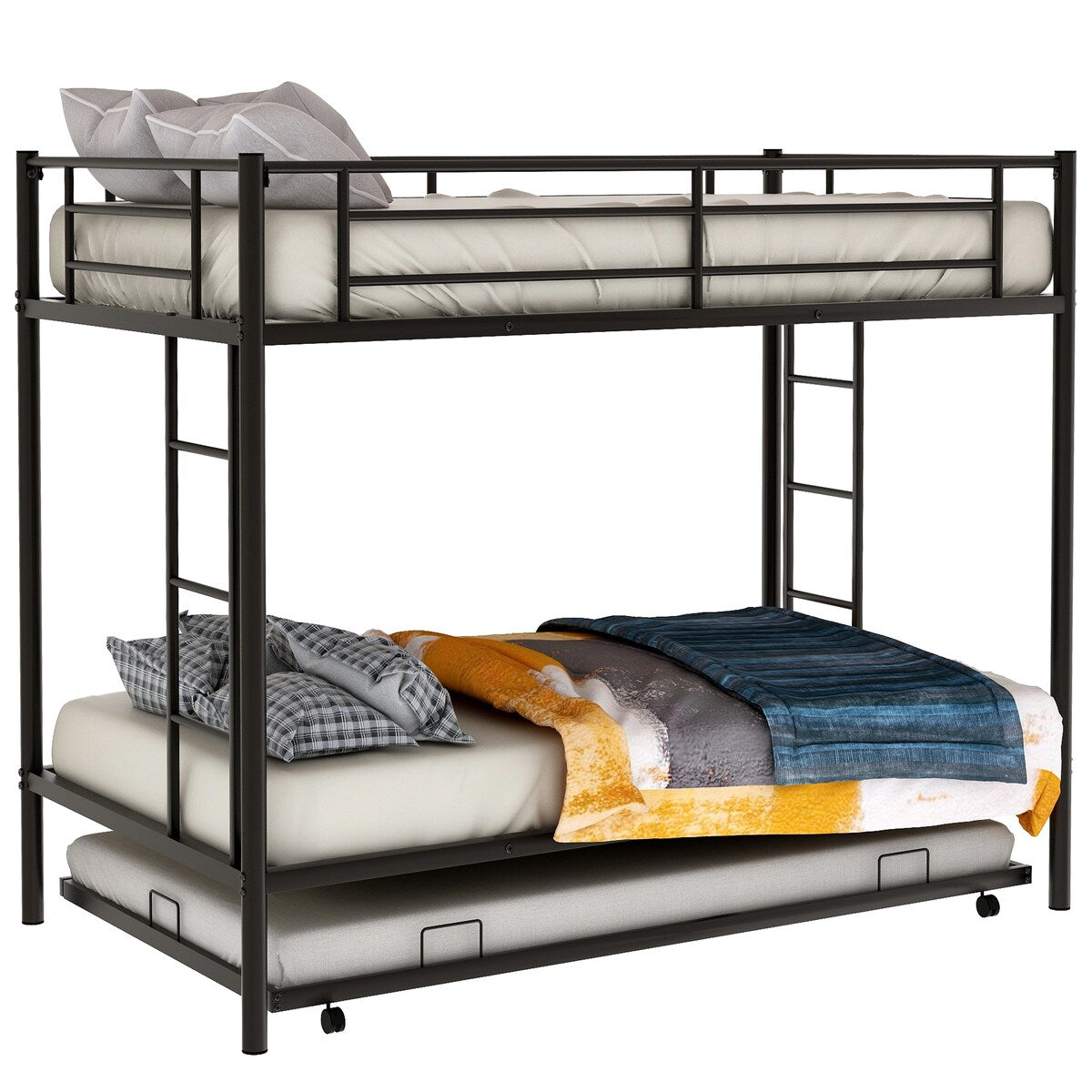 Twin over twin bunk bed with trundle, Black