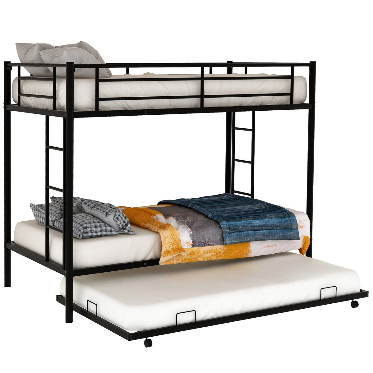 Twin over twin bunk bed with trundle, Black