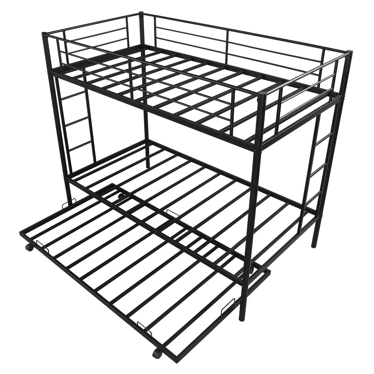 Twin over twin bunk bed with trundle, Black
