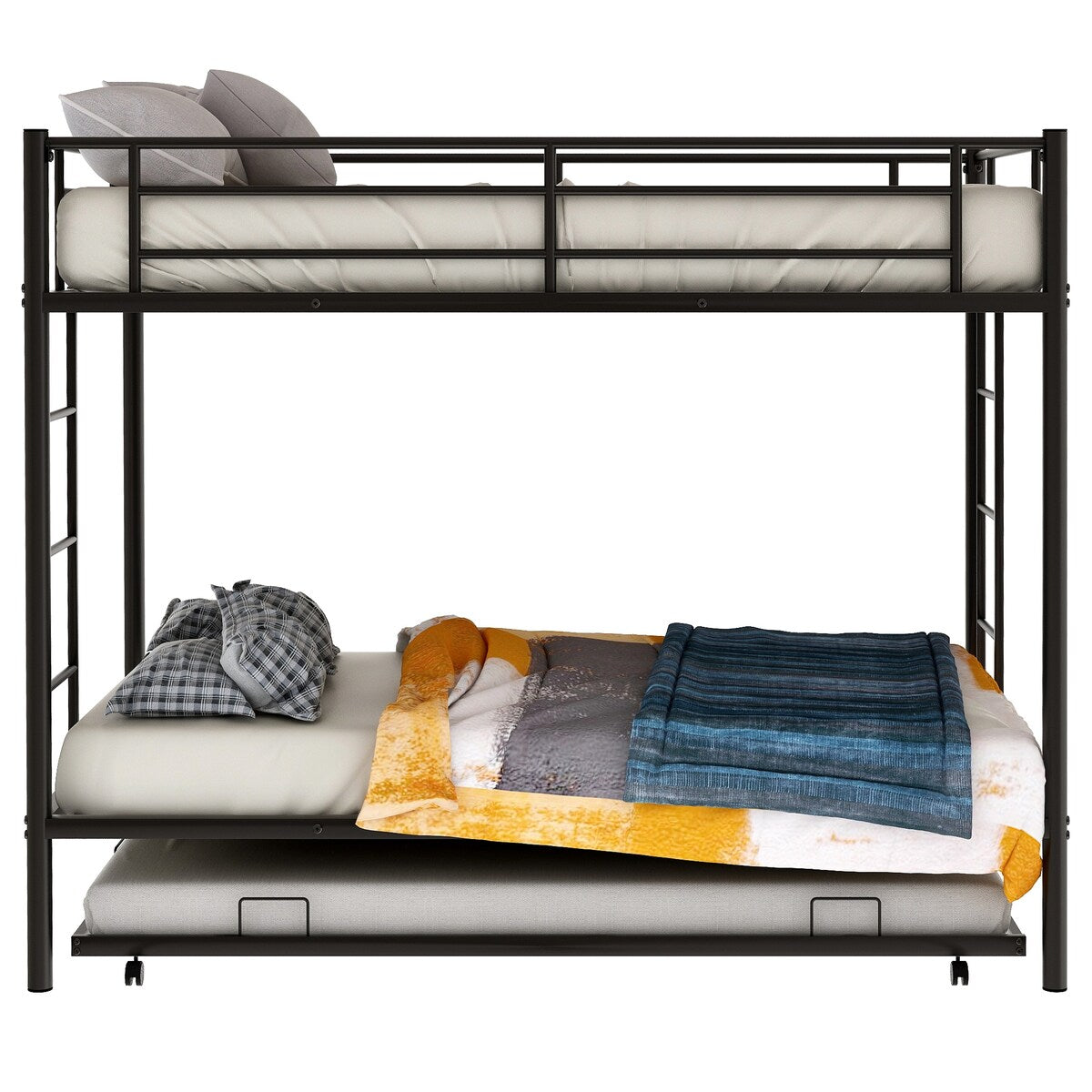 Twin over twin bunk bed with trundle, Black