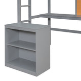 Twin size Loft Bed With Desk and Writing Board,2 Drawers Cabinet,Solid Construction,Kids Bedroom Sets