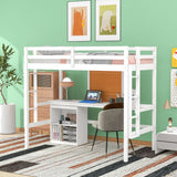 Twin size Loft Bed With Desk and Writing Board,2 Drawers Cabinet,Solid Construction,Kids Bedroom Sets