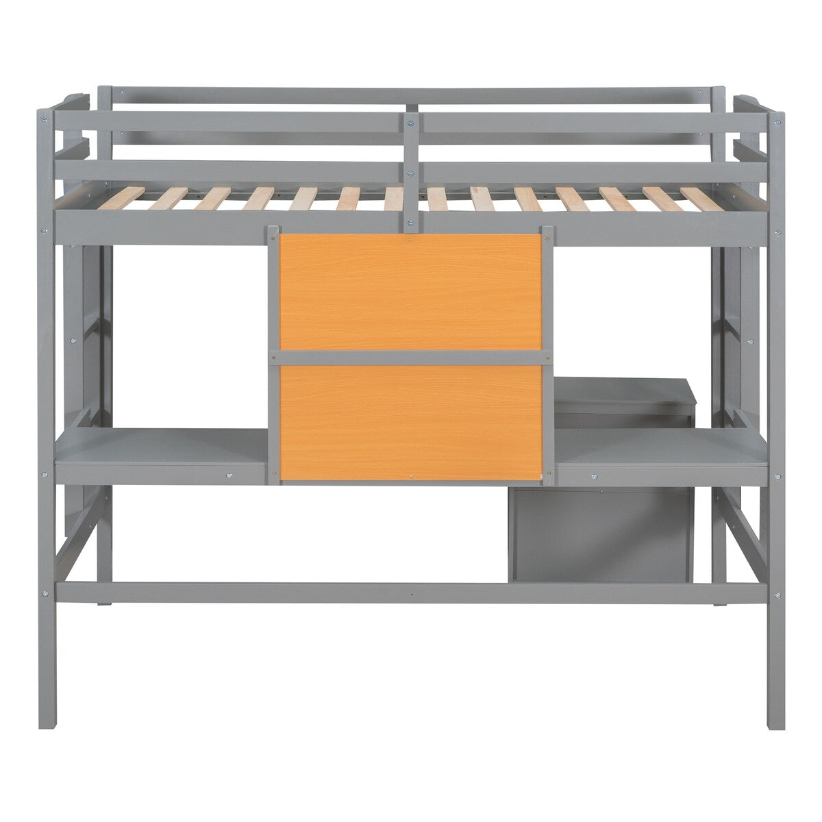 Twin size Loft Bed With Desk and Writing Board,2 Drawers Cabinet,Solid Construction,Kids Bedroom Sets