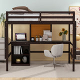 Twin size Loft Bed With Desk and Writing Board,2 Drawers Cabinet,Solid Construction,Kids Bedroom Sets